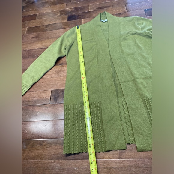 Vila Milano Open Front Knit Cardigan Womens Medium Army Green Long Sleeve - Picture 2 of 8
